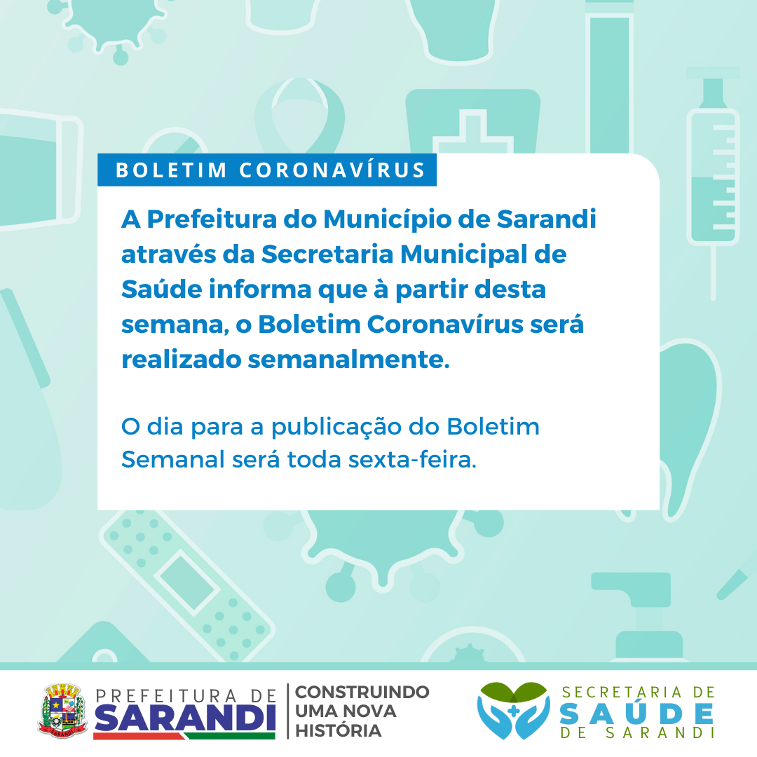 Comunicado Boletim Coronavírus Semanal 